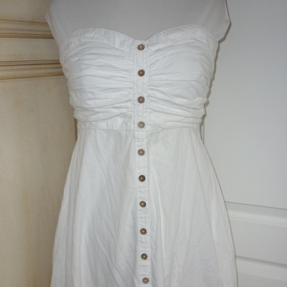 Free People Off White Cotton The Isha Tube Smocked Strapless Midi Dress Small - Picture 6 of 7